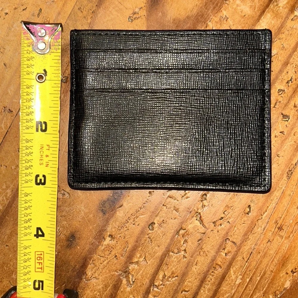 FURLA Black textured onyx Saffiano leather card & credit card holder men’s style